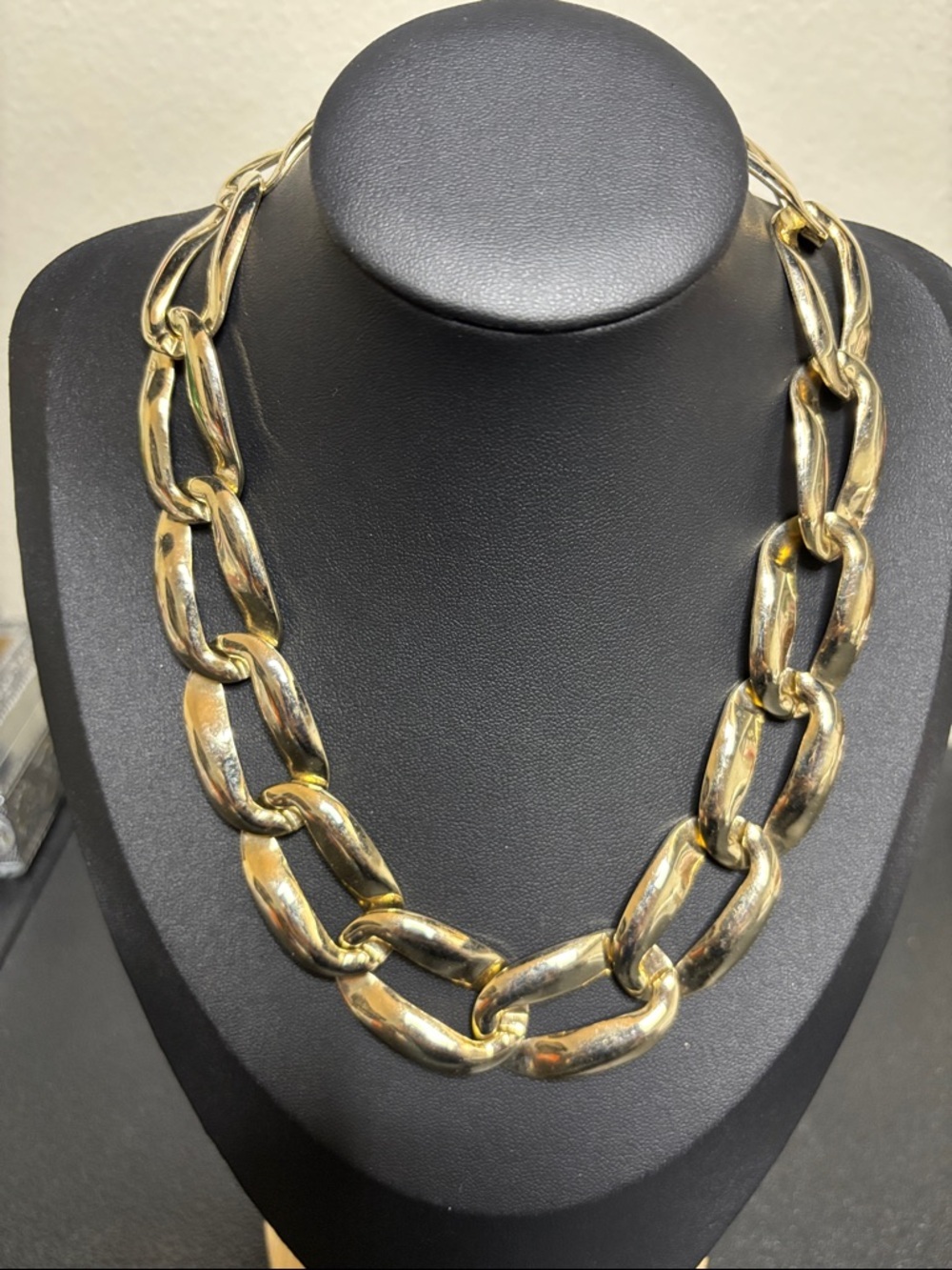 Gold Tone Fashion Runway Choker Statement Necklace